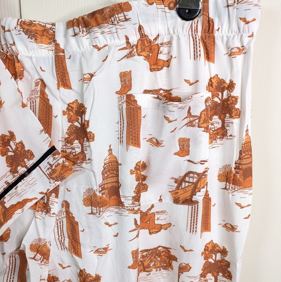 NWOT Katie Kime Austin Texas Toile Pajama Pants Set 2XL Burnt Orange Loungewear - Picture 10 of 13